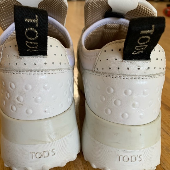 Tod’s white leather sneakers with Velcro strap, pebble chunky sole - Picture 4 of 5